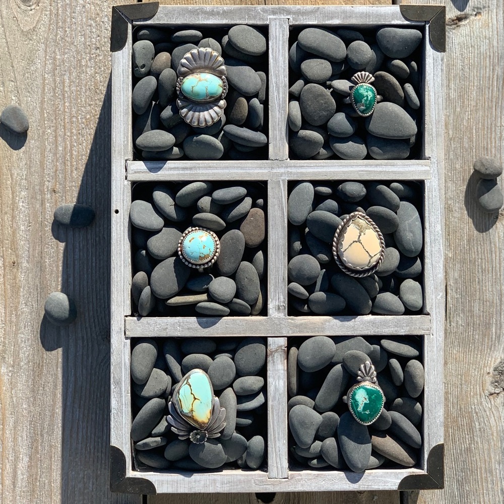 Handmade sterling silver turquoise rings. Various sizes & types of stones.